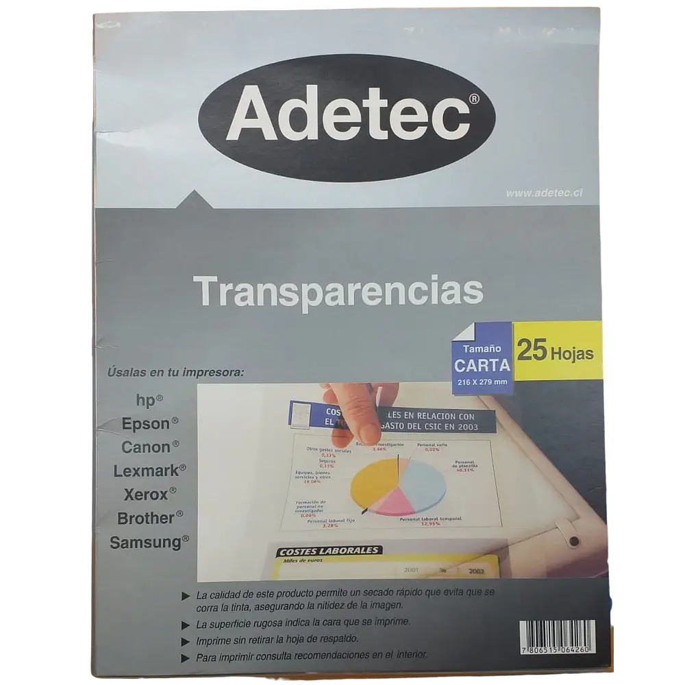 TRANSPARENCIA INK-JET TAMAÑO CARTA 