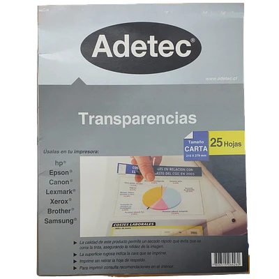 TRANSPARENCIA INK-JET TAMAÑO CARTA 