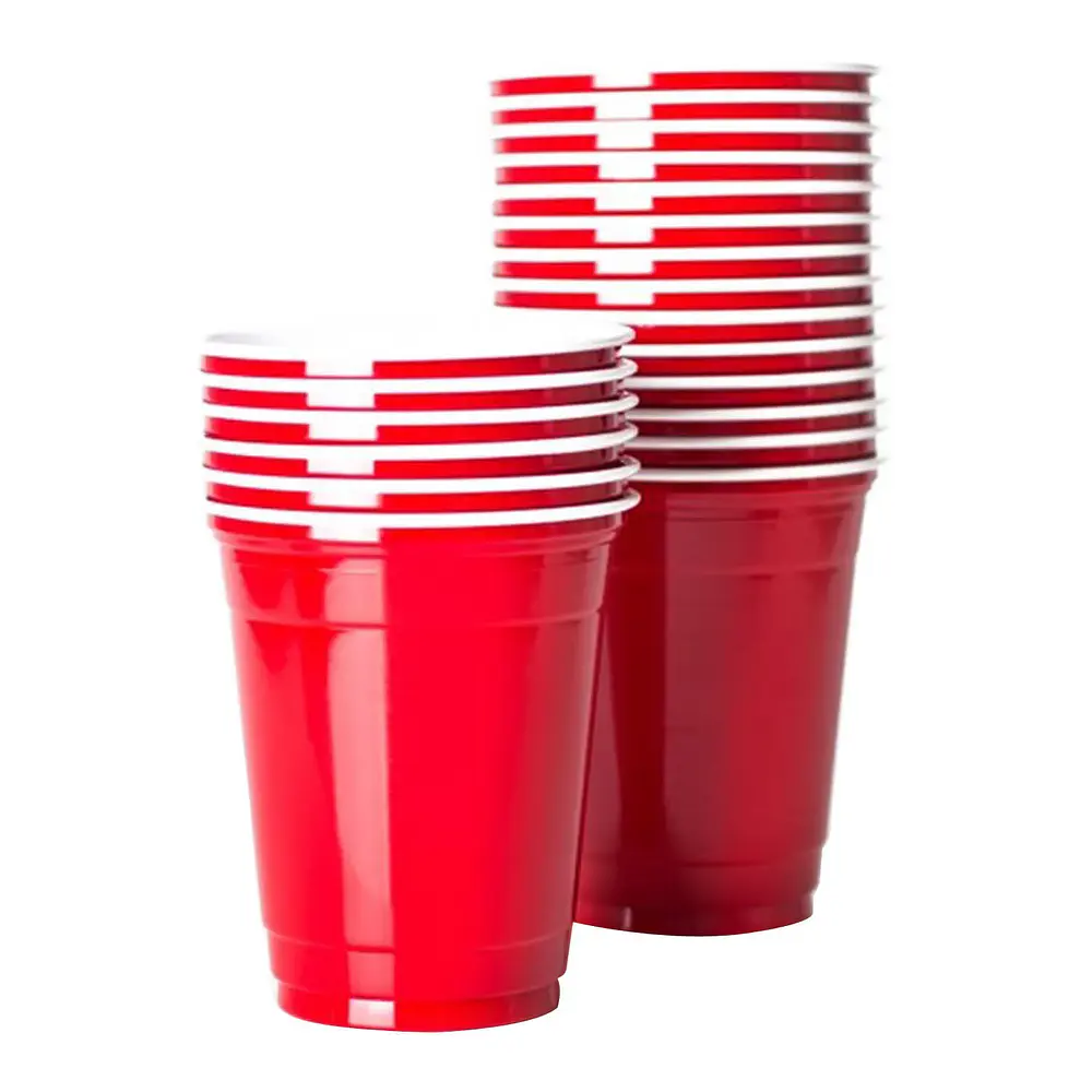 VASO PLASTICO ROJO BLANCO 450 ML.