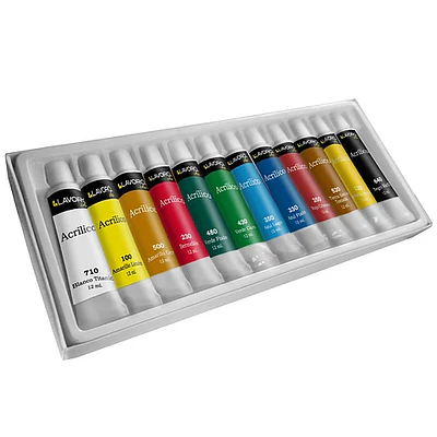 SET ACRILICO 12 COLORES 12 ML.