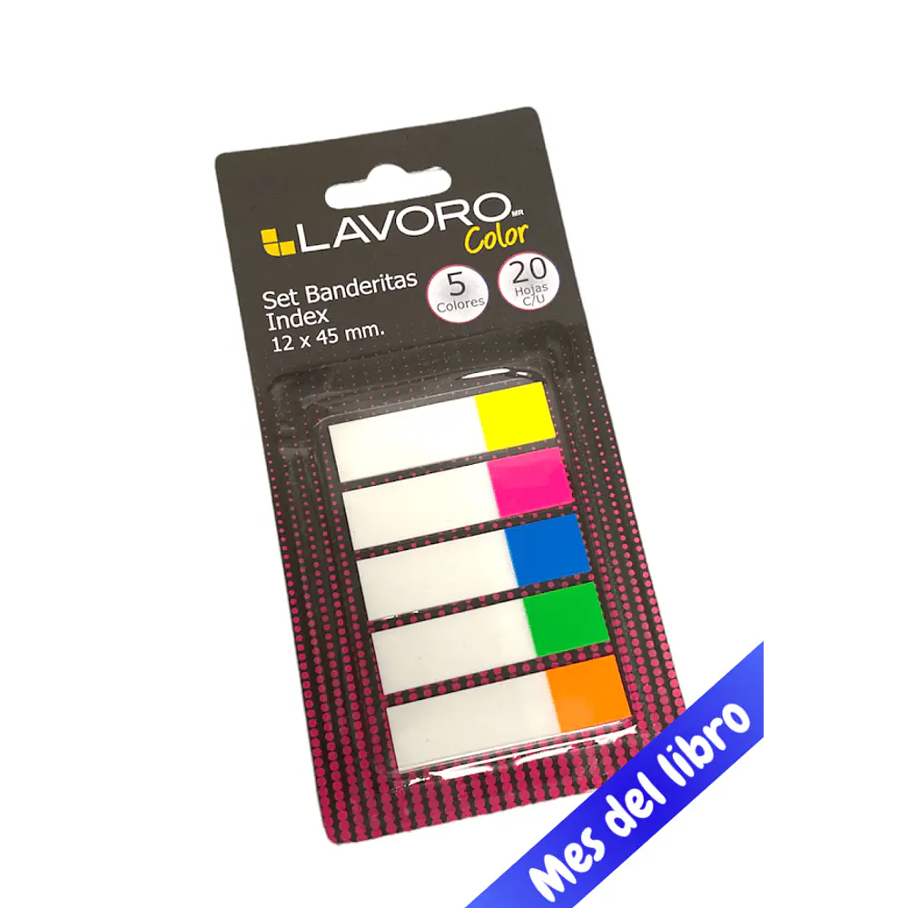 SET BANDERITAS INDEX 12x45MM. 5 COLORES 20 HOJAS C/U