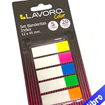 SET BANDERITAS INDEX 12x45MM. 5 COLORES 20 HOJAS C/U