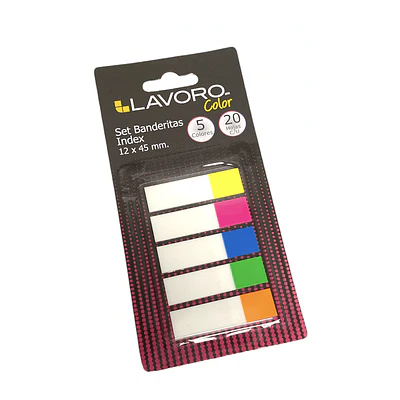 SET BANDERITAS INDEX 12x45MM. 5 COLORES 20 HOJAS C/U