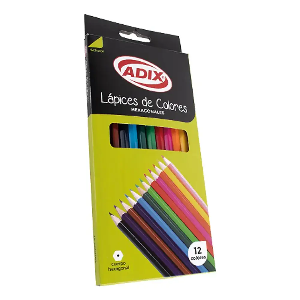 LÁPICES 12 COLORES HEXAGONALES 
