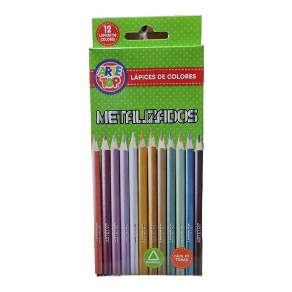 LAPICES 12 COLORES TRIANGULAR METALICOS