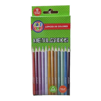 LAPICES 12 COLORES TRIANGULAR METALICOS