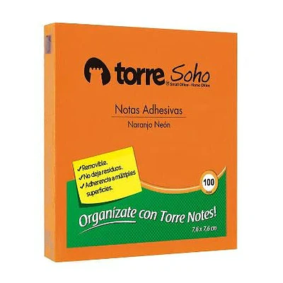 NOTAS ADHESIVAS NARANJO NEON 76x76 MM 100HJS