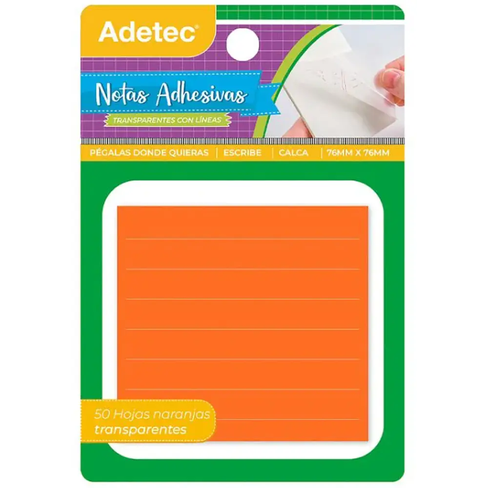 NOTAS ADHESIVAS TRANSPARENTES LINEAS
