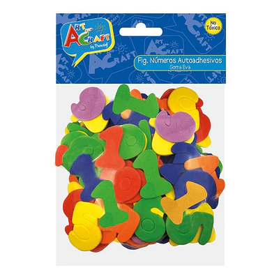 NÚMEROS GOMA EVA AUTOADHESIVOS COLORES ART AND CRAFT