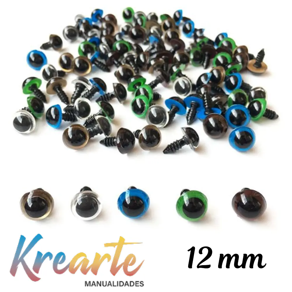 OJOS DE AMIGURUMI 12 MILIMETROS - DIFERENTES COLORES