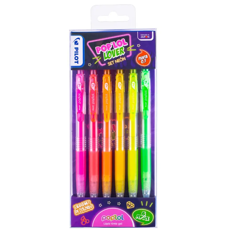 SET LAPIZ GEL POPLOL 0,7- COLORES NEON
