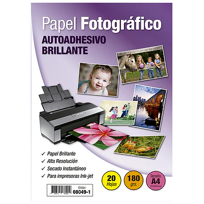 PAPEL FOTOGRÁFICO ADETEC ADHESIVO 180GRS 20 HOJAS A4