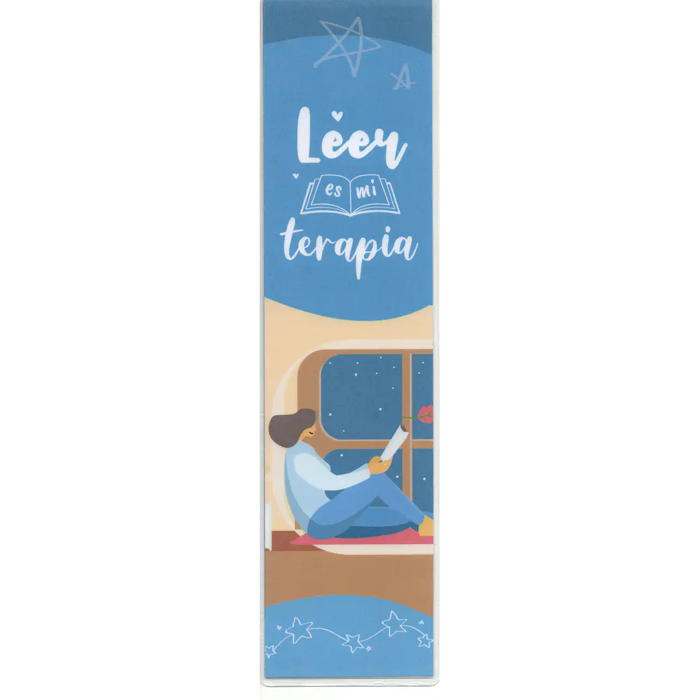 MARCAPÁGINAS PLASTIFICADO - LEER ES MI TERAPIA
