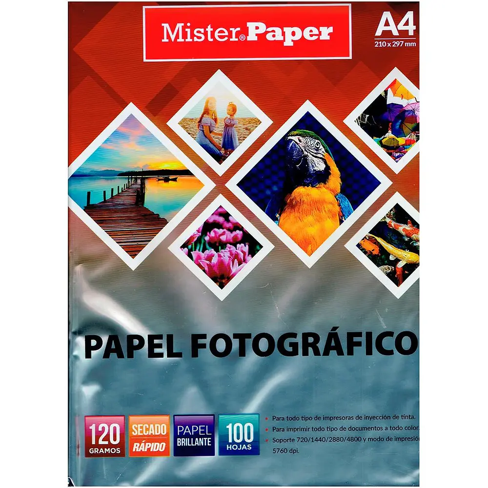 PAPEL FOTOGRAFICO GLOSSY 100 HOJAS.