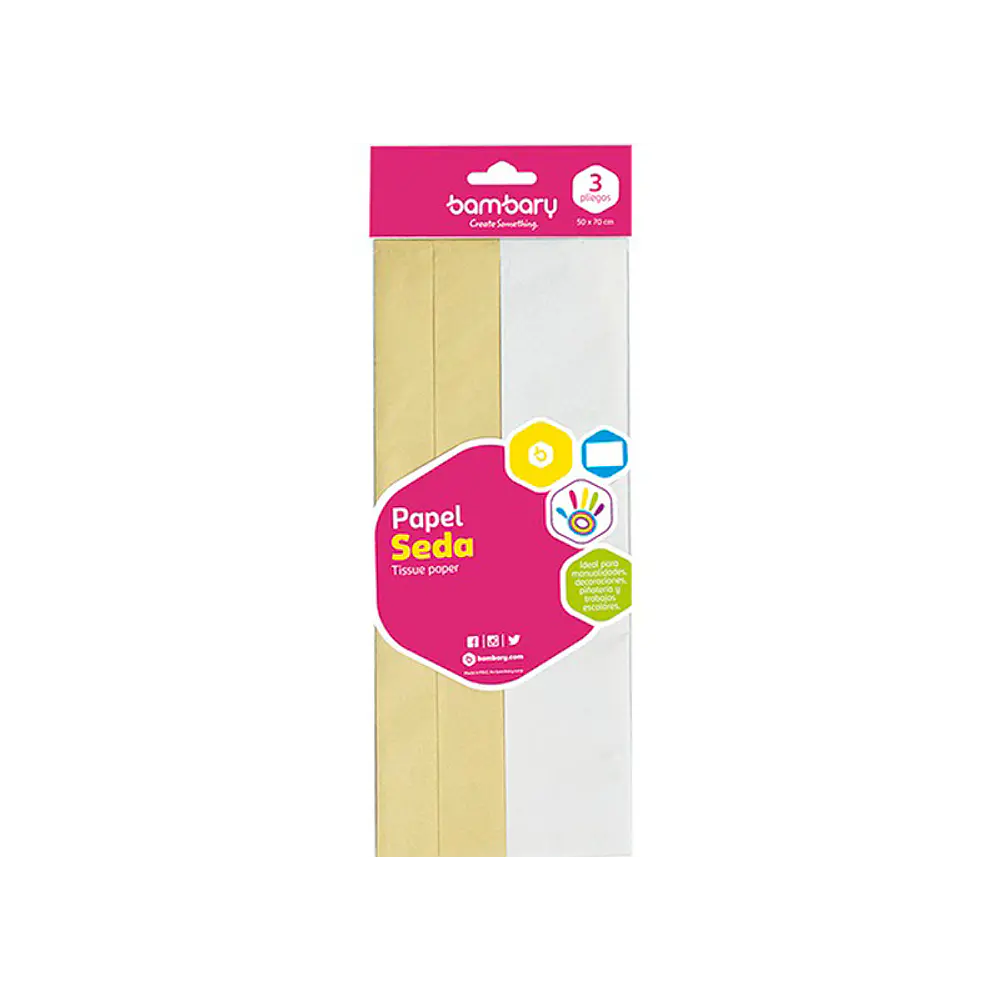 PAPEL SEDA METALIZADO MULTICOLOR 3 UNIDADES 50x70