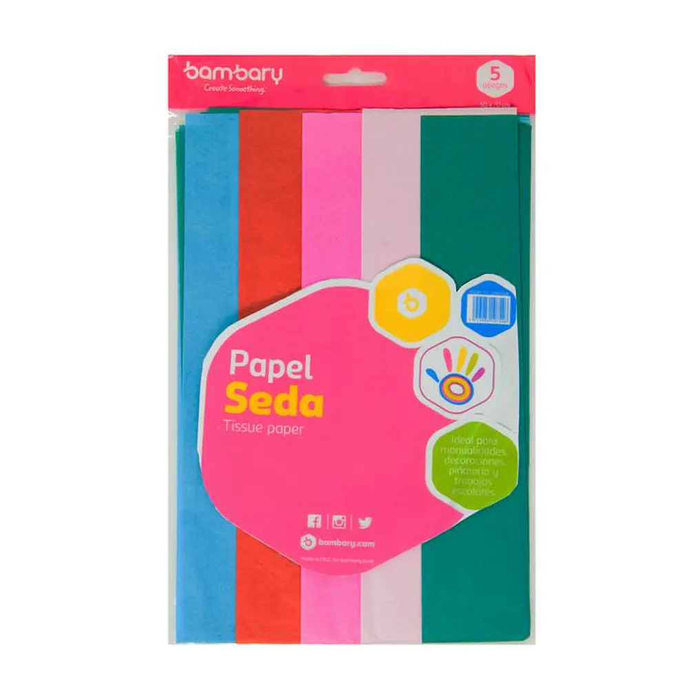 PAPEL SEDA MULTICOLOR 5 UNIDADES 50x70CM 