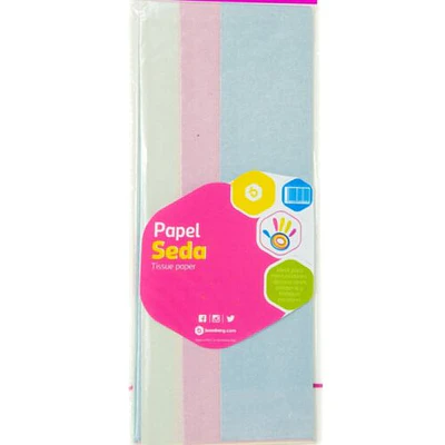 PAPEL SEDA PERLADO MULTICOLOR 3 UNIDADES 50x70