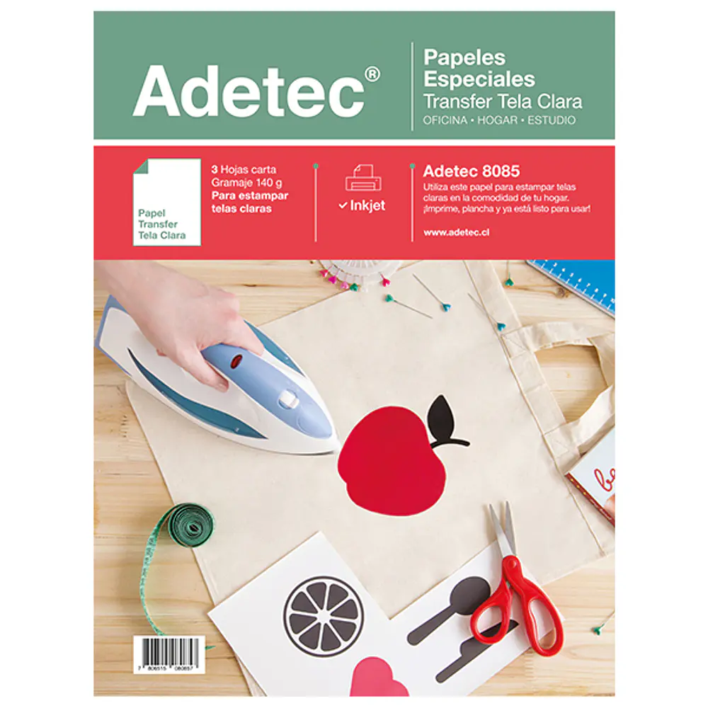 PAPEL TRANSFER ADETEC TELAS CLARAS - 3 HOJAS