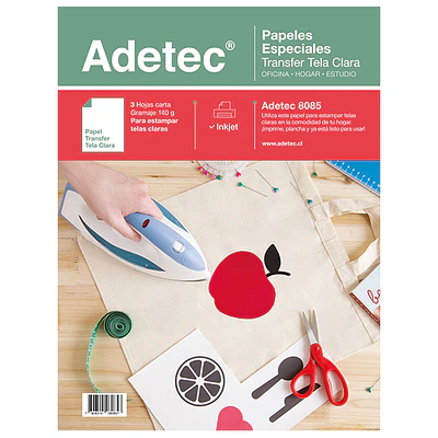 PAPEL TRANSFER ADETEC TELAS CLARAS - 3 HOJAS