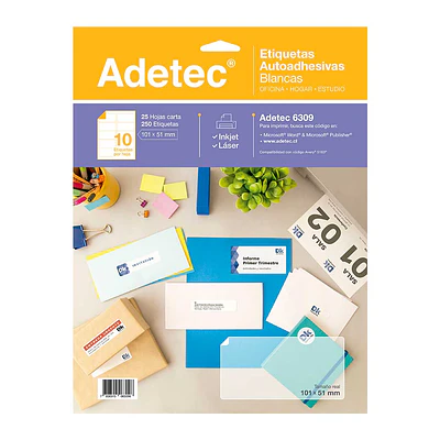 ETIQUETA AUTOADHESIVA INK-JET 101X51mm BLANCA