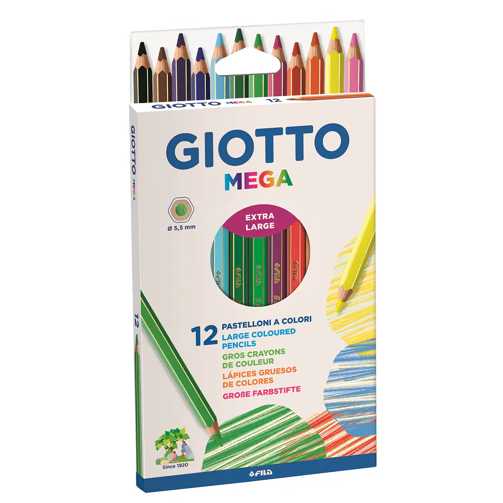 LAPICES GIOTTO 12 COLORES LARGOS MEGA