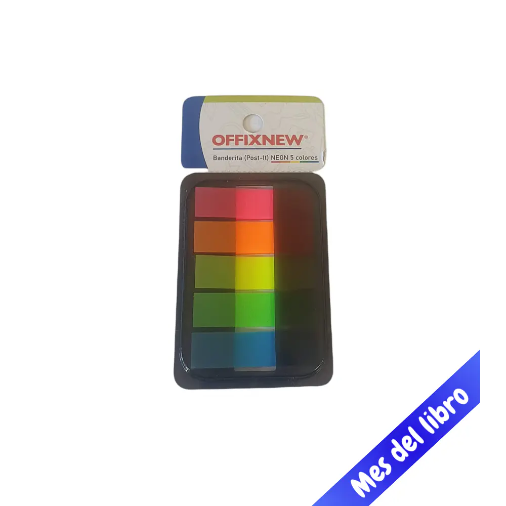 BANDERITA NEON 5 COLORES 1.25 x 4.3 CMS OFFIXNEW
