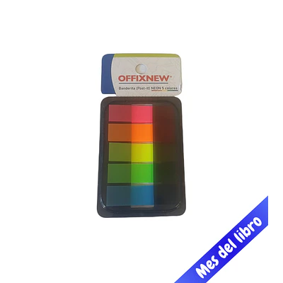 BANDERITA NEON 5 COLORES 1.25 x 4.3 CMS OFFIXNEW