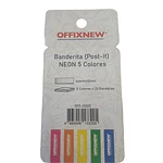 BANDERITA NEON 5 COLORES 1.25 x 4.3 CMS OFFIXNEW