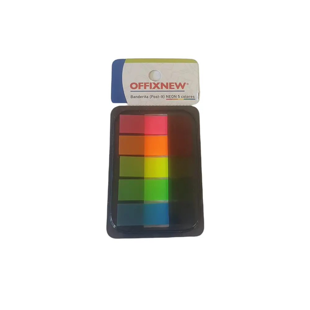 BANDERITA NEON 5 COLORES 1.25 x 4.3 CMS OFFIXNEW