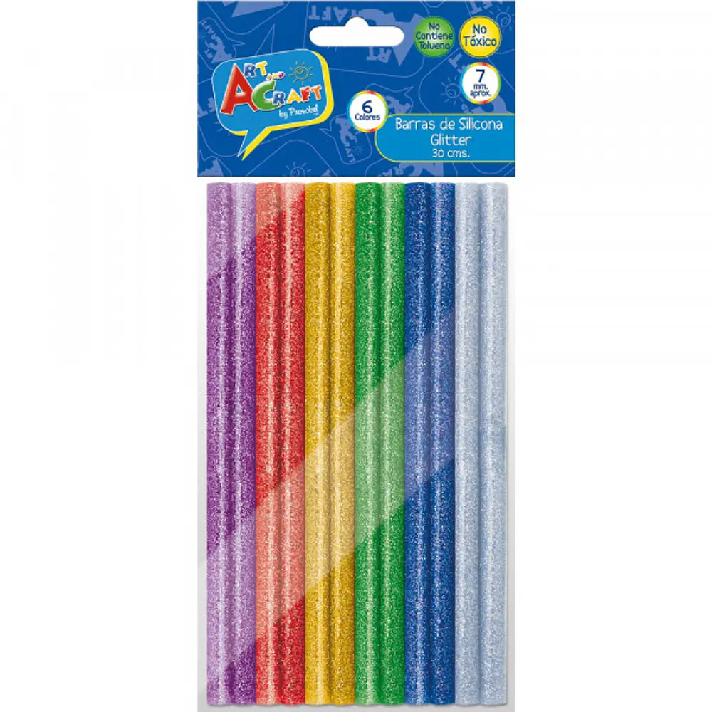 SILICONA EN BARRA GLITTER 12 UNIDADES ART AND CRAFT