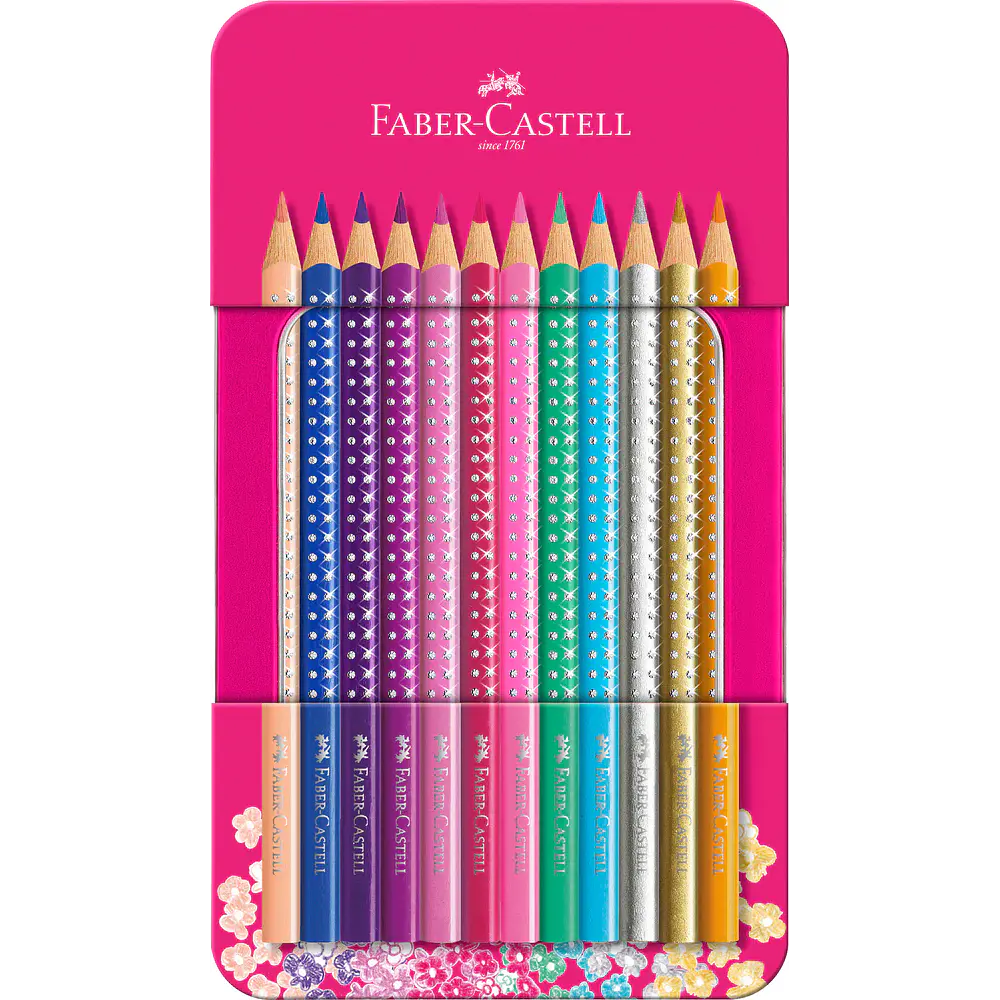 ESTUCHE METALICO CON 12 LAPICES SPARKLE