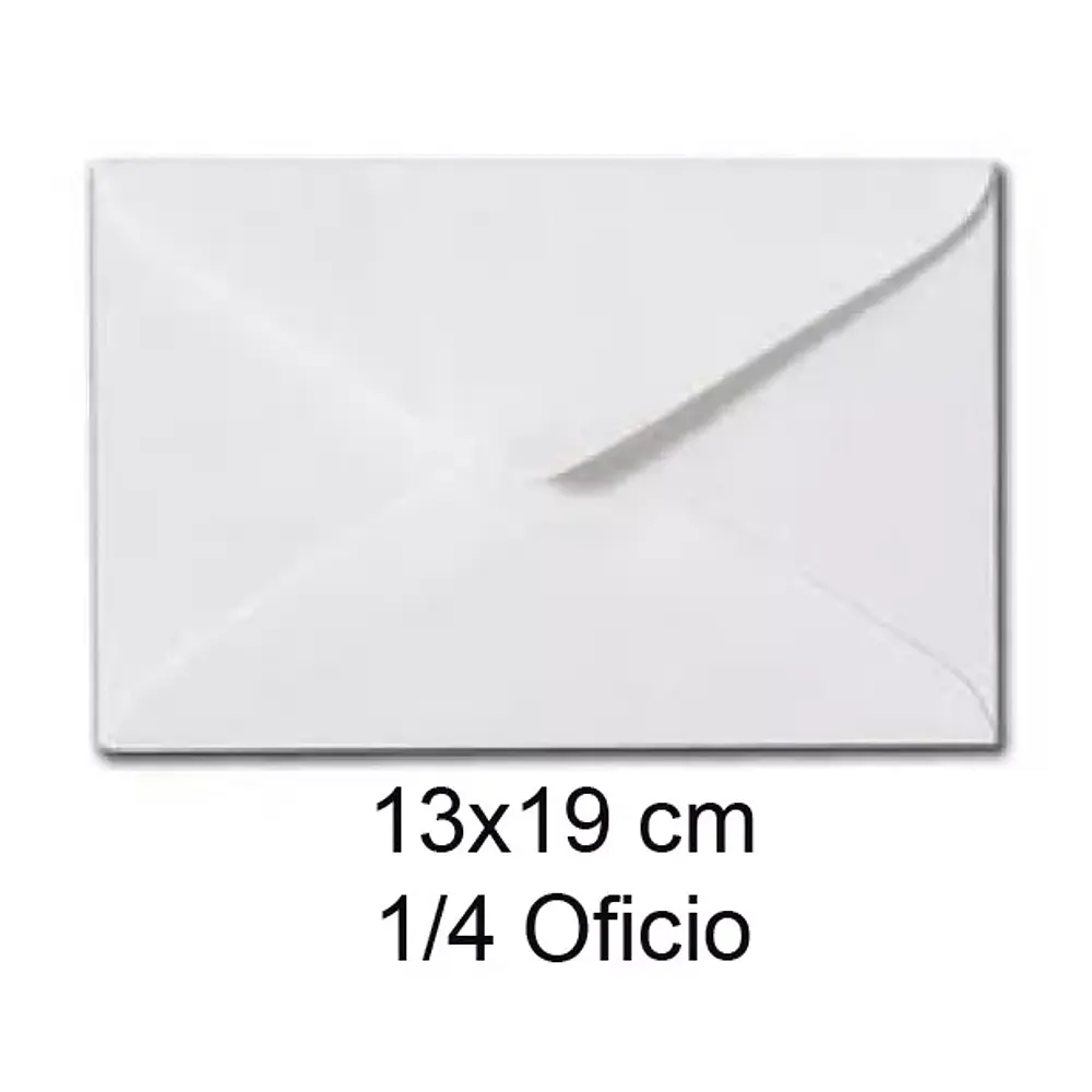 SOBRE 1/4 OFICIO BLANCO 13X19CMS