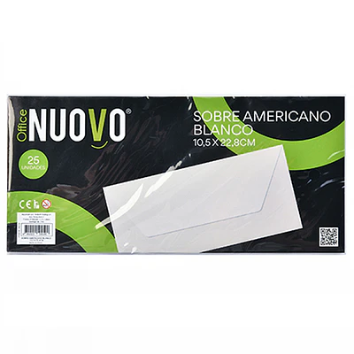 SOBRE AMERICANO BLANCO 10,5 X 22,8 CM