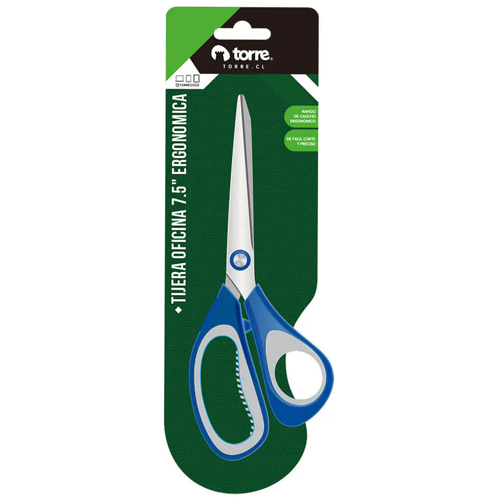 BLISTER TIJERA OFICINA 7.5 PULG 19CM ERGONOMICA