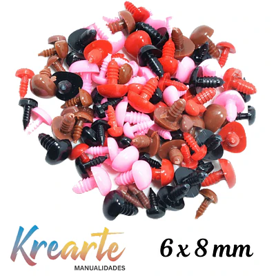 NARIZ DE AMIGURUMI 6x8 MILIMETROS x 12 UNIDADES - DIVERSOS COLORES 