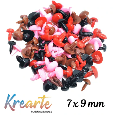 NARIZ DE AMIGURUMI 7x9 MILIMETROS x 12 UNIDADES - DIVERSOS COLORES 