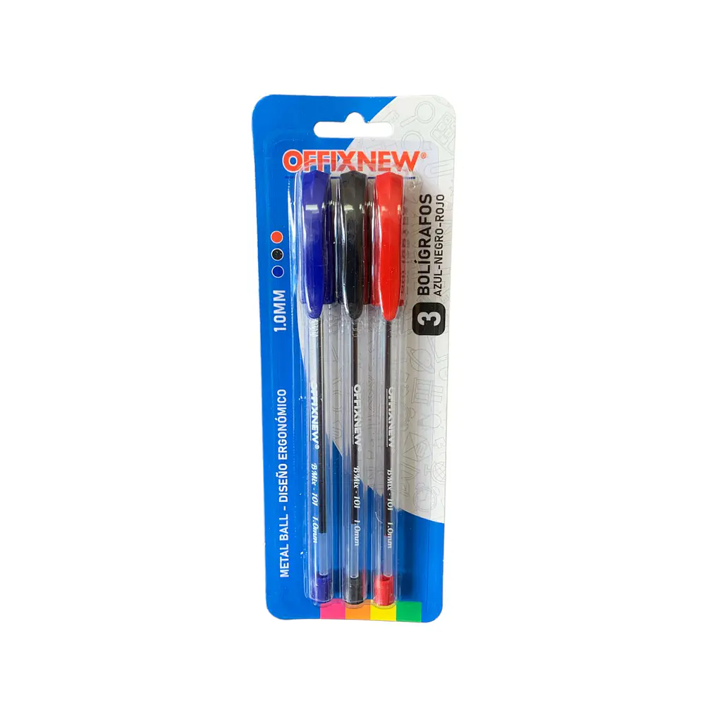 BLISTER LAPIZ DE PASTA 3 UNIDADES SURTIDO  OFFIXNEW