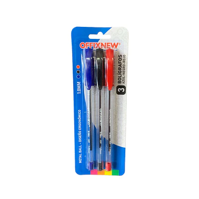 BLISTER LAPIZ DE PASTA 3 UNIDADES SURTIDO  OFFIXNEW