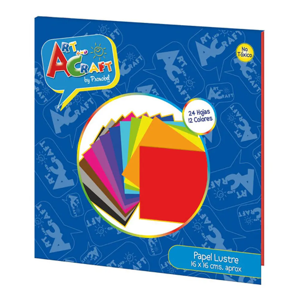 BLOCK PAPEL LUSTRE 16X16 12 COLORES