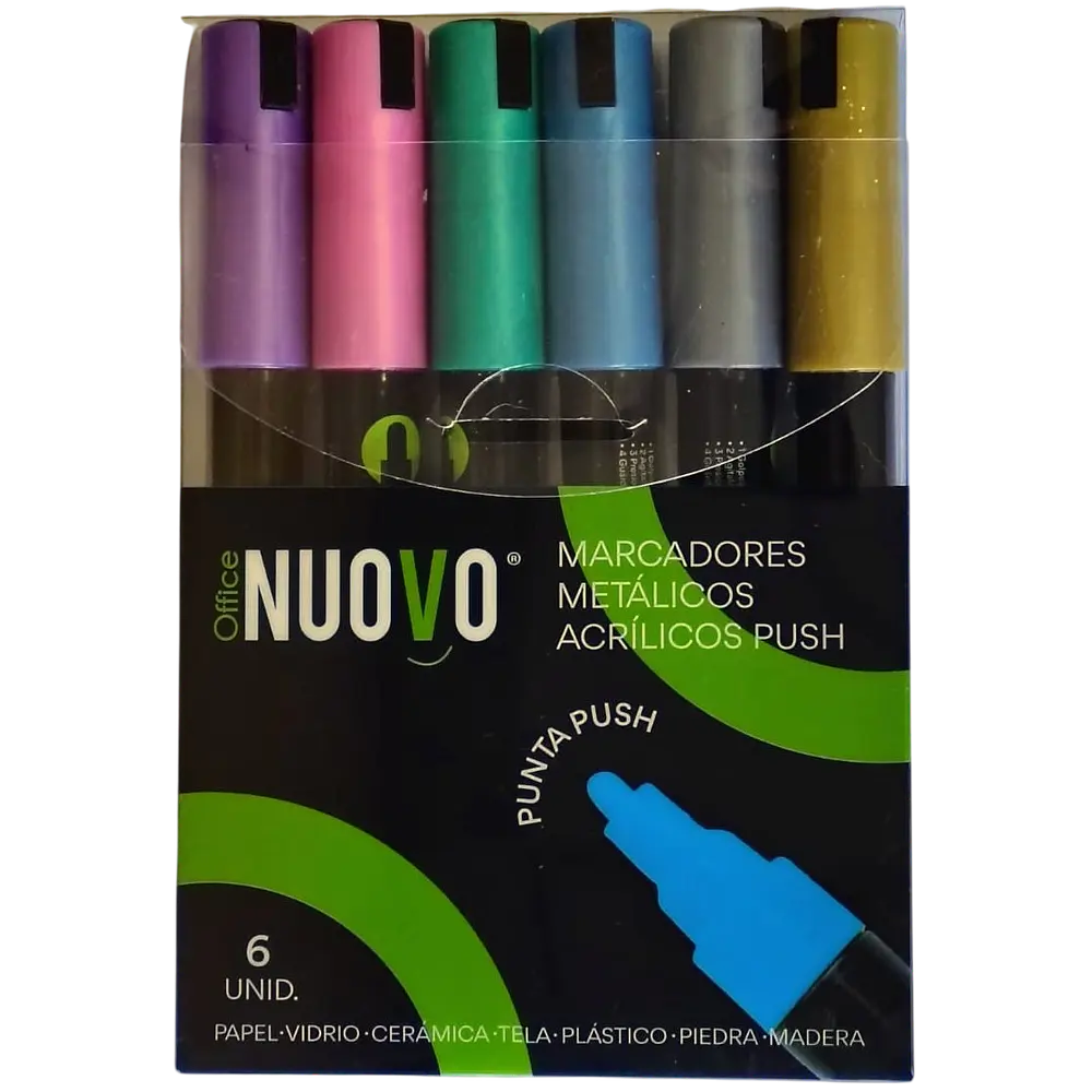 MARCADORES ACRILICOS METALIC 6 UNIDADES