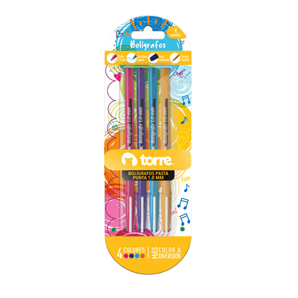 SET 4 BOLÍGRAFOS COLOR FUN