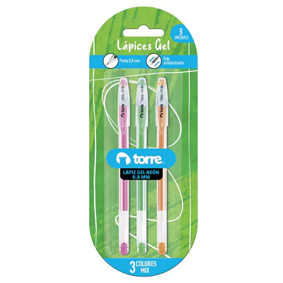 BLISTER 3 LAPIZ GEL NEON 0,8MM