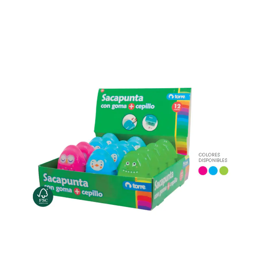 SACAPUNTAS CON GOMA + CEPILLO