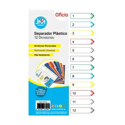 SEPARADOR VINILICO OFICIO 12 DIVISIONES