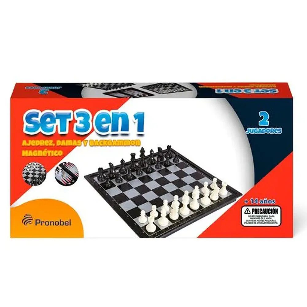 SET 3 EN 1 MAGNETICO: AJEDREZ DAMA Y BACKGAMMON