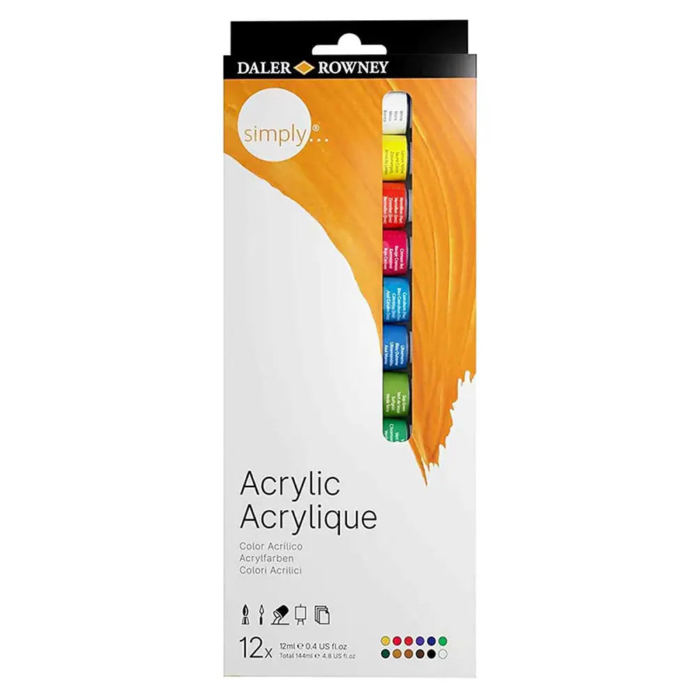 SET ACRILICO SIMPLY 12 COLORES 12ML.