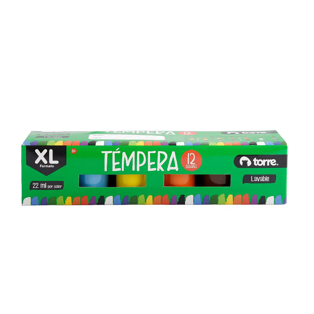 TEMPERA 12 COLORES LAVABLE TORRE