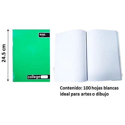 CUADERNO COLLEGE 100 HOJAS CROQUIS LISO