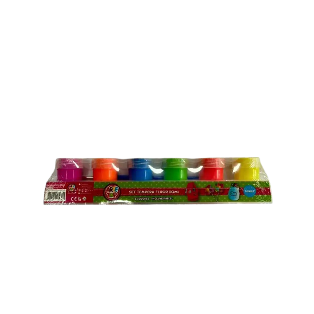 TEMPERA FLUOR 6 COLORES 20 ML C/PINCEL