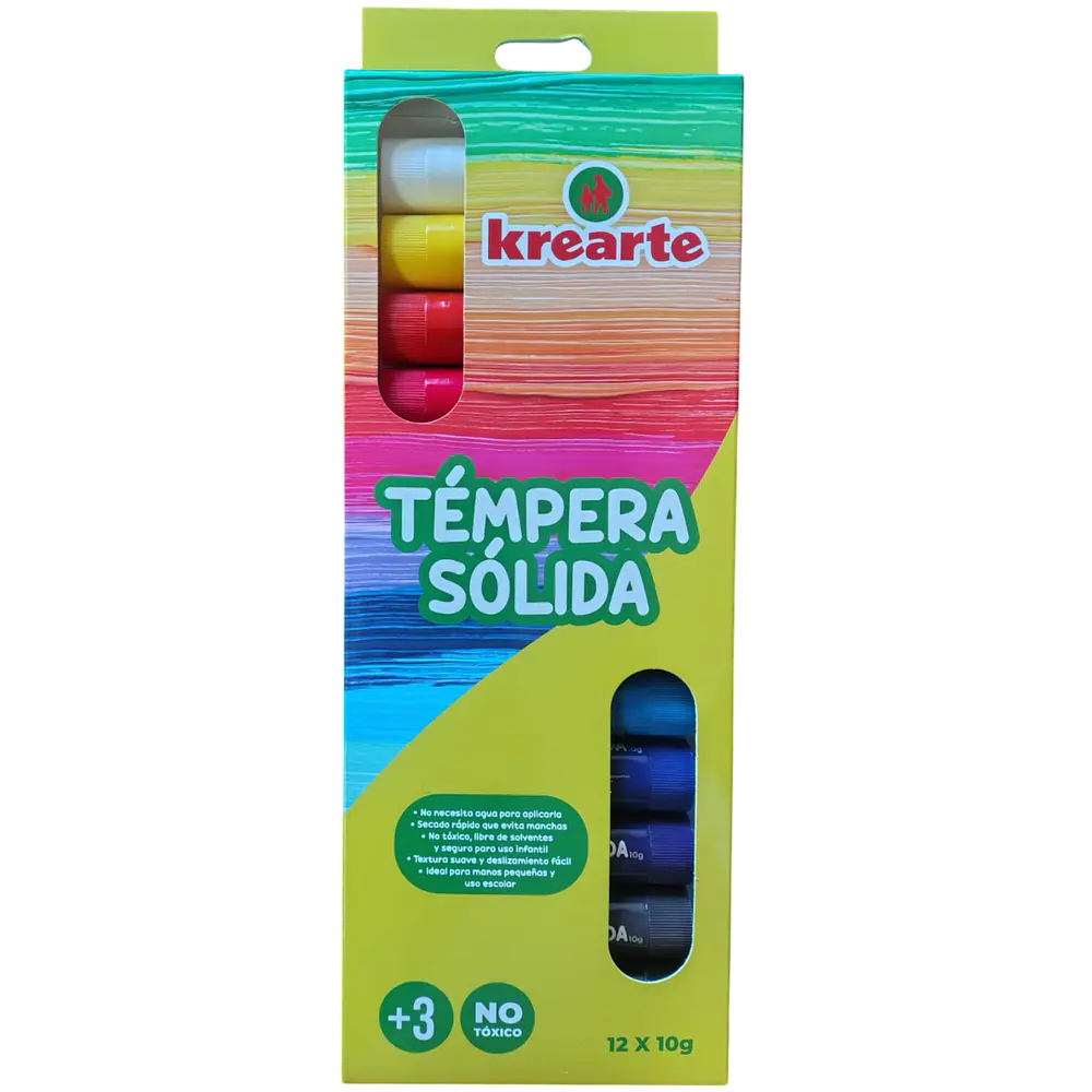 TEMPERA SOLIDA ESCOLAR 12 COLORES KREARTE